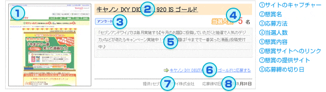 懸賞情報表示の説明（7項目）