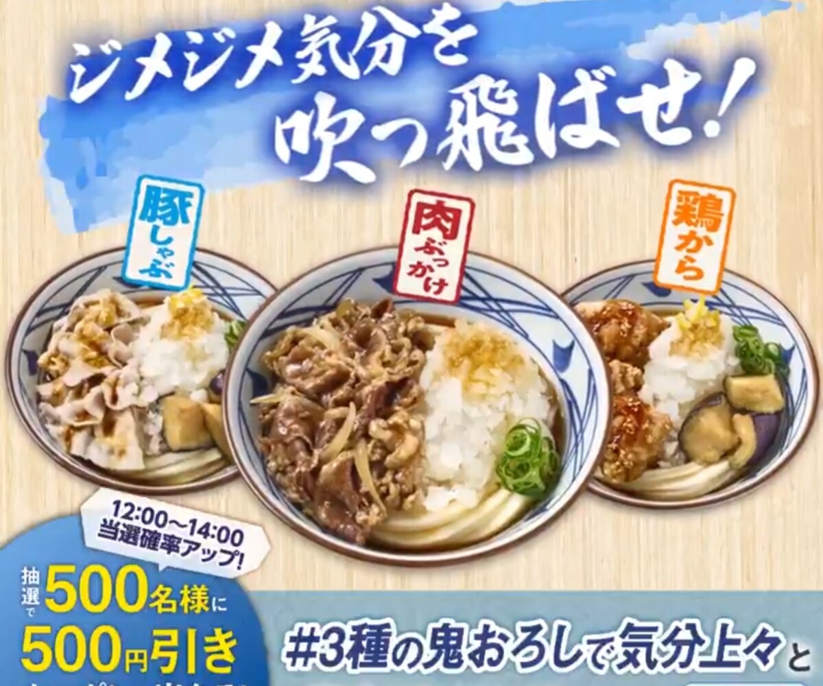 毎日・毎週応募・その場で当たる】【X懸賞(Twitter懸賞)】丸亀製麺