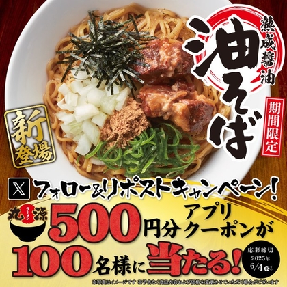 丸源ラーメン500円分クーポンを100名様にプレゼント ｜ 懸賞生活