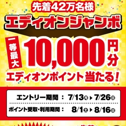 【先着】エディオンポイント1万円分　500円分　300円分　100円分