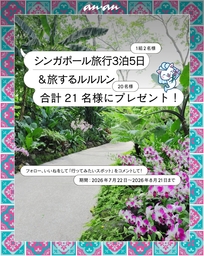 シンガポール旅行3泊5日（ペア無料往復航空券＆マンダリン・オリエンタル デラックスルームご宿泊券）　旅するルルルン シンガポール限定パックセット（マーリーグッズ付き）