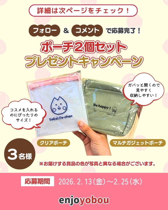 ルアン・メェイ オリジナルDARS専用フラットポーチ 応募キャンペーン A賞 Instagram懸賞】クリアポーチ＆マルチガジェットポーチセットを3名様に