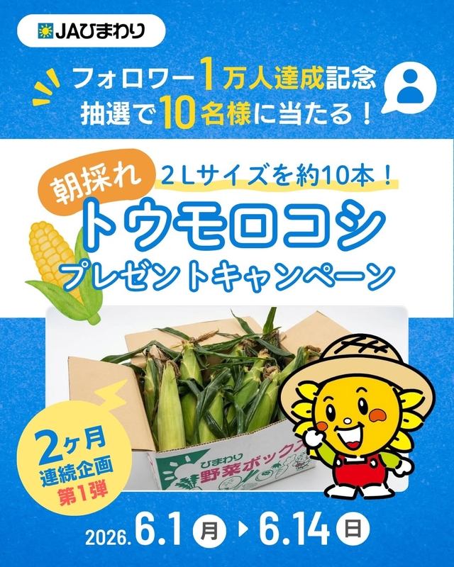 Instagram懸賞】トウモロコシ1箱（10本）を10名様にプレゼント【〆切