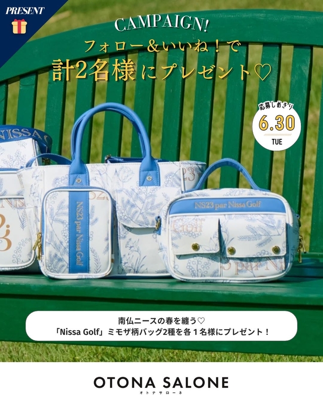 Nissa Golfミモザ柄カートバッグ　ショルダーポーチバッグ