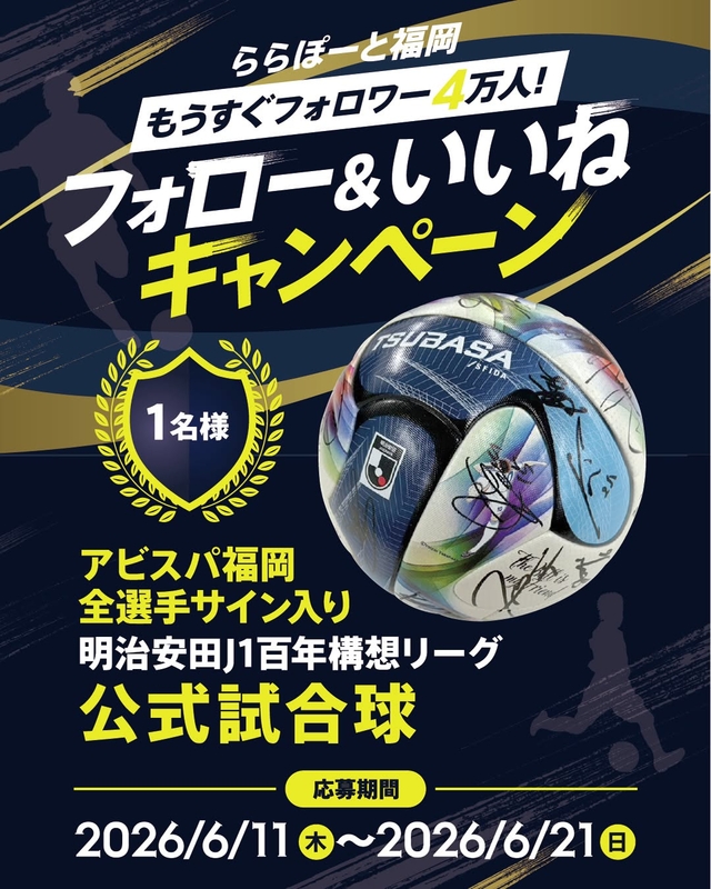アビスパ福岡全選手サイン入り明治安田J1百年構想リーグ公式試合球