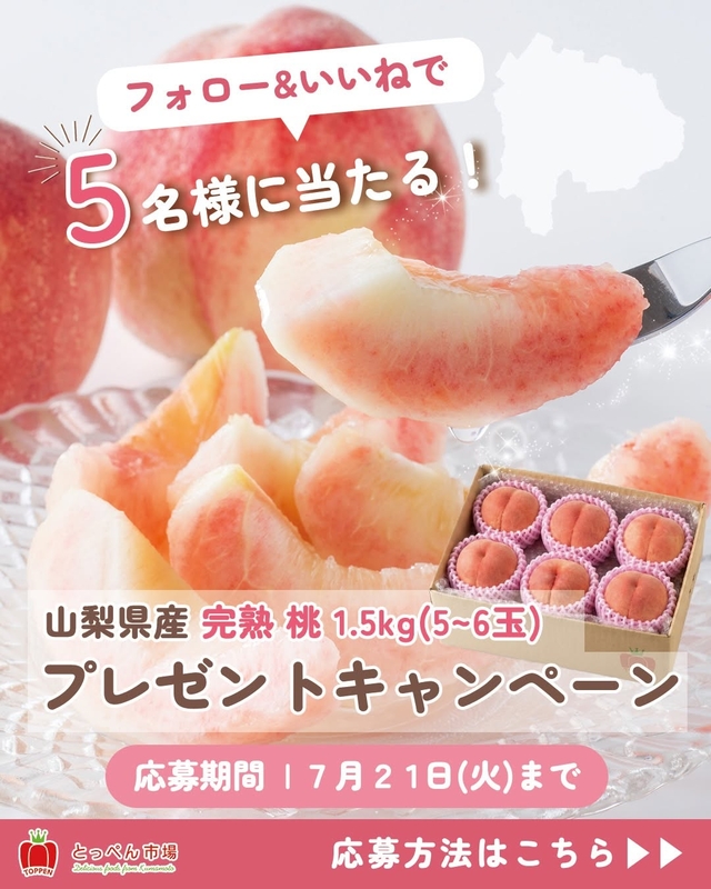 山梨県産 完熟桃 1.5kg（5～6玉）