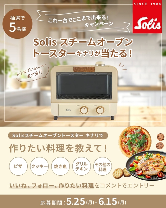 Solis「スチームオーブントースター」キナリ